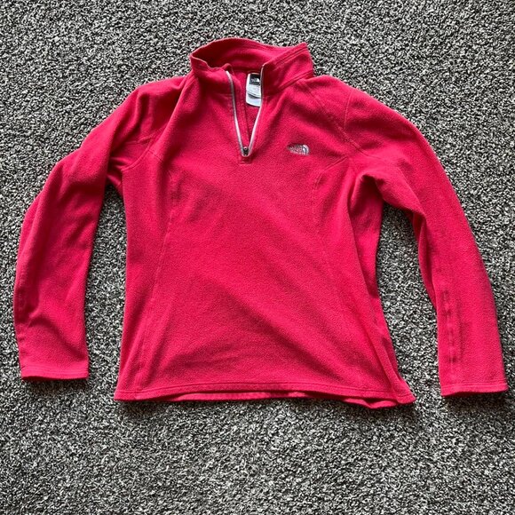 Hot Pink North Face Quarter Zip Fleece Jacket, Women's Large Jacket - Picture 1 of 7